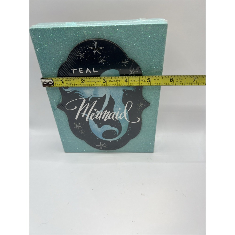 Mythical Teal Green‎ Mermaid Wall Hanging Plaque Picture Glitter Beach Decor - Picture 7 of 8
